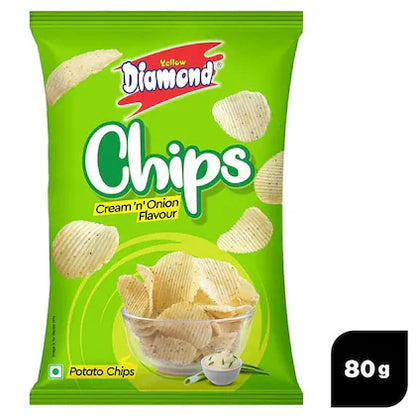 Yellow Diamond Cream and Onion Potato Chips 80 g