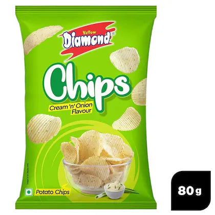 Yellow Diamond Cream and Onion Potato Chips 80 g